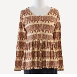 Kate Quinn women's XL Long sleeve ruffle gingersnap shirt bamboo boho